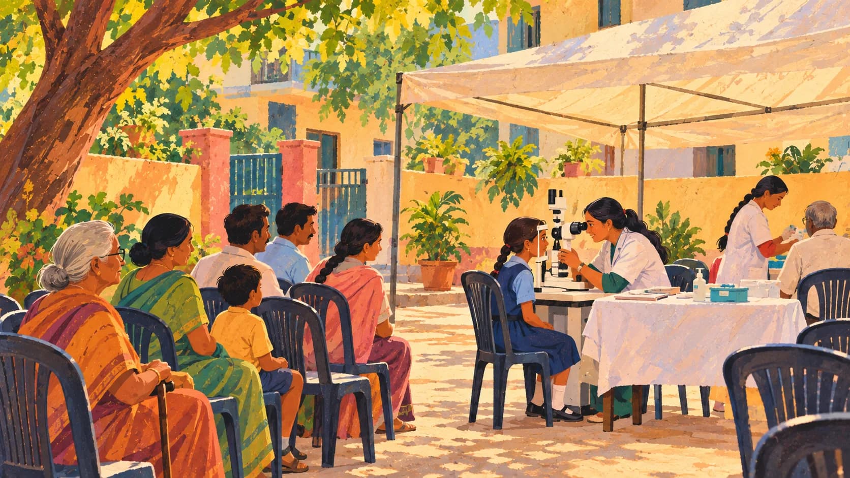 Community members waiting for their check-up