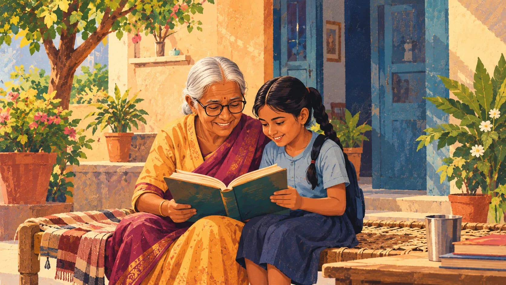 A woman trying reading glasses
